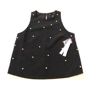 Black Tank top with Pearls